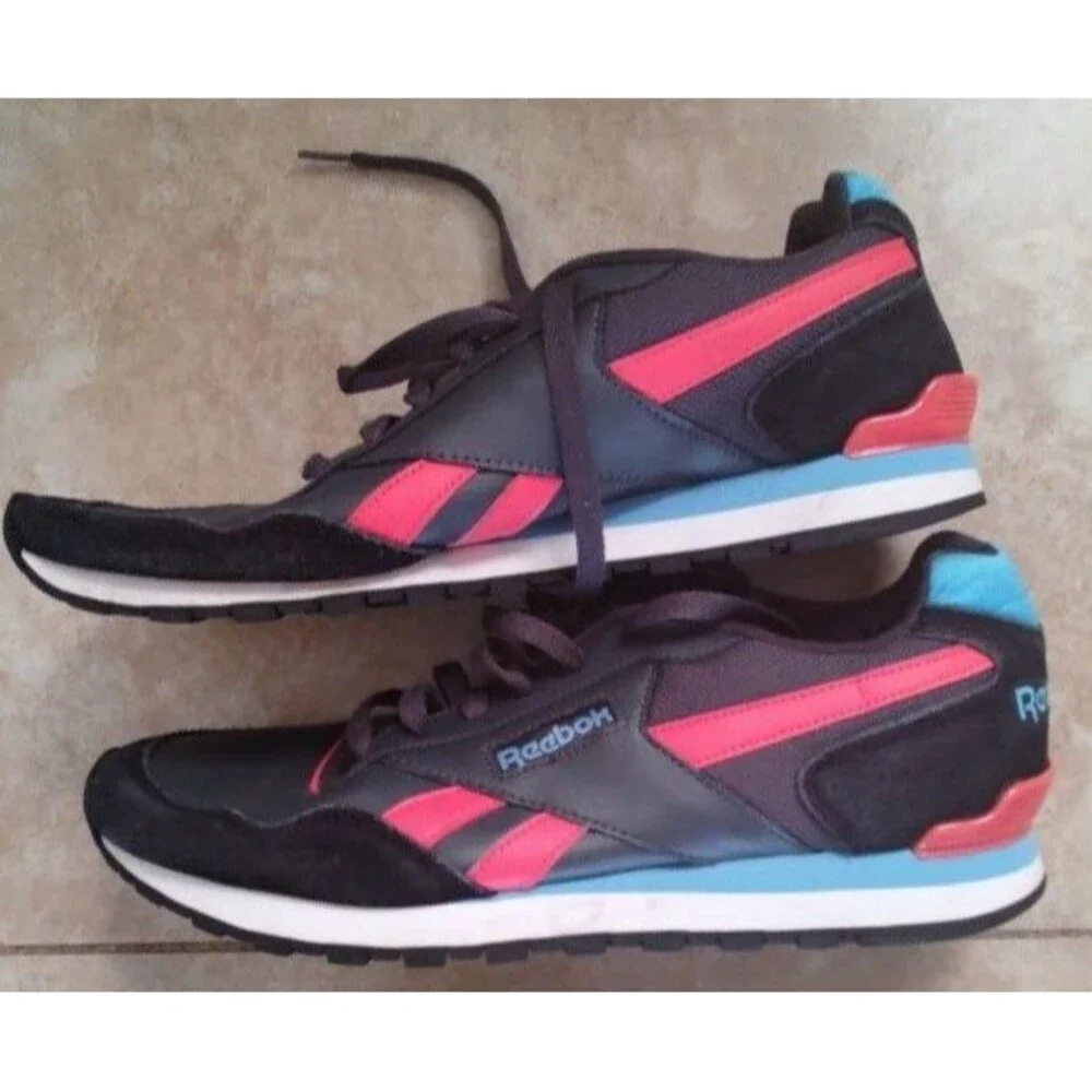 Men's Reebok Royal Flag Black Gray Blue Red Sneakers Size 10.5